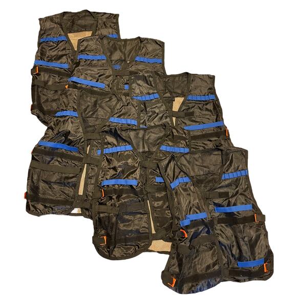 6 Toy Kids Soft Dart Tactical Black Vests With Face Mask Balaclava - Picture 2 of 6